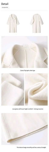 French Luxury and Minimalist Style Double Breasted Albaca Alpaca Wool Double-Sided Coat Jacket