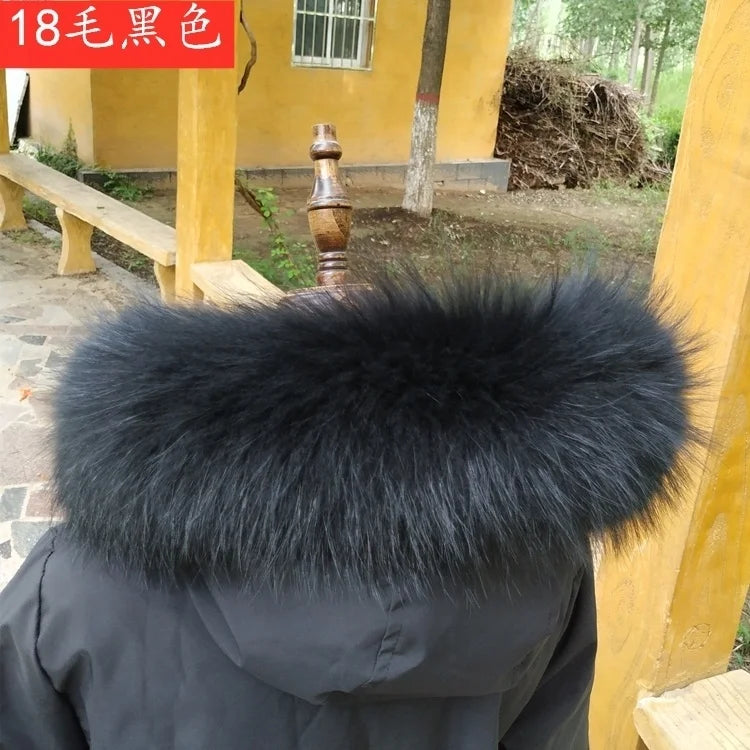 100% Real Raccoon Fur Collar Scarf - Natural Trim for Coats & Parkas