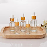 Dropper Bottle Gold Cap Transparent Glass Pipette Bottles for Perfume Essence Essential Oil Reagent Aromatherapy Liquid Cosmetic