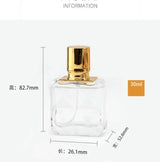 Glass Square Perfume Bottle Portable Empty Liquid Spray Bottle Dispenser Fine Mist Refillable Bottles Perfume Container 30ml