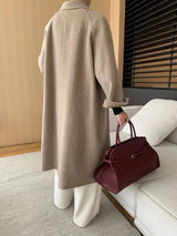 French Luxury and Minimalist Style Double Breasted Albaca Alpaca Wool Double-Sided Coat Jacket