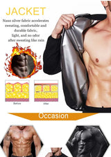 SEXYWG Men Sauna Sweat Jacket Hot Sweat Weight Loss Top Fitness Sportwear Slimming Body Shaper Workout Fat Buning Long Sleeves