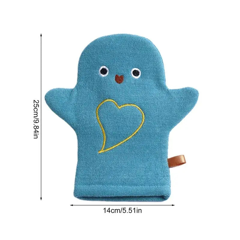 Bath Mitt For Kids Bath Body Scrubber Soft Scrub Wash Mitts Double-Sided Design In Cute Animal Style Easy To Carry Wash Mitts