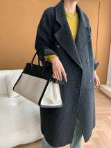 French Luxury and Minimalist Style Double Breasted Albaca Alpaca Wool Double-Sided Coat Jacket