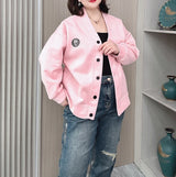 Vintage V-neck Hoodie Cardigan Women Coat Spring/Autumn Plus Size Loose Long Sleeve Baseball Jacket 931