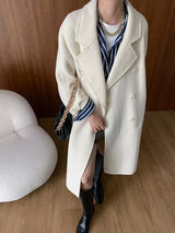 French Luxury and Minimalist Style Double Breasted Albaca Alpaca Wool Double-Sided Coat Jacket