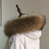 Real Fur Collar for Coat Parkas Women Winter Natural Raccoon Fur Scarf for Jacket Warm Luxury Furry Hood Trim with Buttons