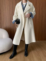 French Luxury and Minimalist Style Double Breasted Albaca Alpaca Wool Double-Sided Coat Jacket