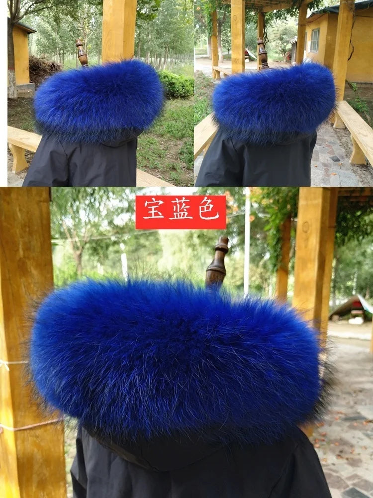 100% Real Raccoon Fur Collar Scarf - Natural Trim for Coats & Parkas