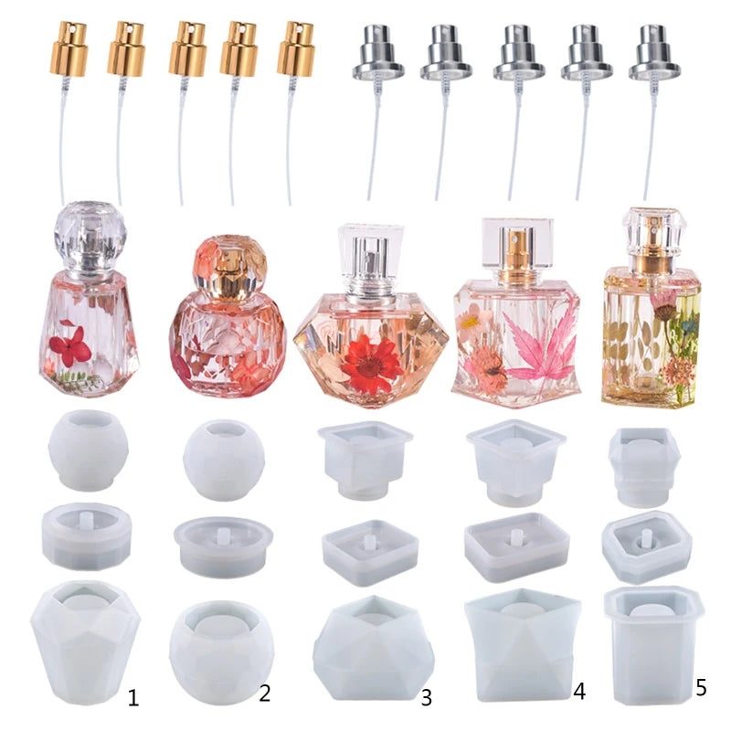 DIY Perfume Bottle Molds with Lid Handmade Irregular Perfume Storage Jar Container Silicone Mould Home Office Table Decoration