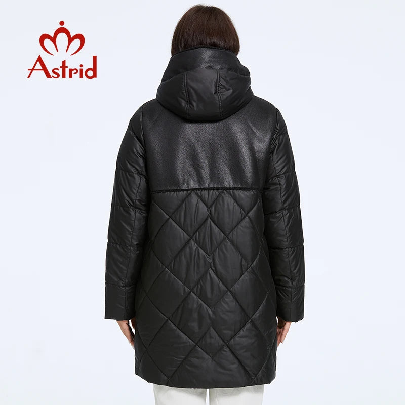 Astrid Women's Winter Jacket 2023 Plus Size Women Parka Long Bio Down Jackets Stitching Design Thick Fleece Hooded Quilted Coat