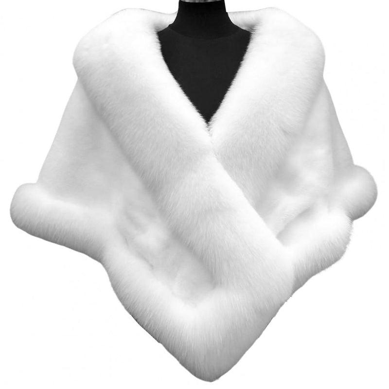 Faux Fur Shawl, Rabbit Collar Winter Shawl, Elegant Bridal Fur Wrap Shawl, Plush Warm Cape Coat Fluffy Poncho Women Jacket.