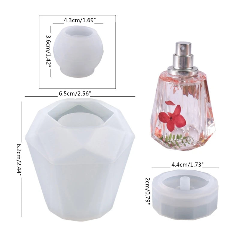 DIY Perfume Bottle Molds with Lid Handmade Irregular Perfume Storage Jar Container Silicone Mould Home Office Table Decoration