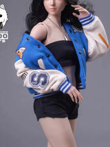 CTC-004 1/6 Female Soldier Fashion Baseball Jersey Coat Letter Print Cardigan Jacket Top Clothes Accessory For 12" Female Body