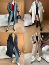French Luxury and Minimalist Style Double Breasted Albaca Alpaca Wool Double-Sided Coat Jacket