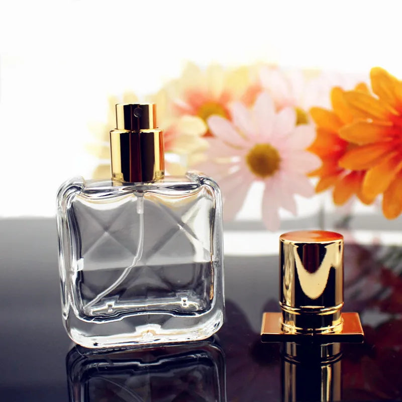 Glass Square Perfume Bottle Portable Empty Liquid Spray Bottle Dispenser Fine Mist Refillable Bottles Perfume Container 30ml