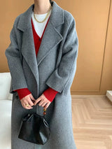 French Luxury and Minimalist Style Double Breasted Albaca Alpaca Wool Double-Sided Coat Jacket