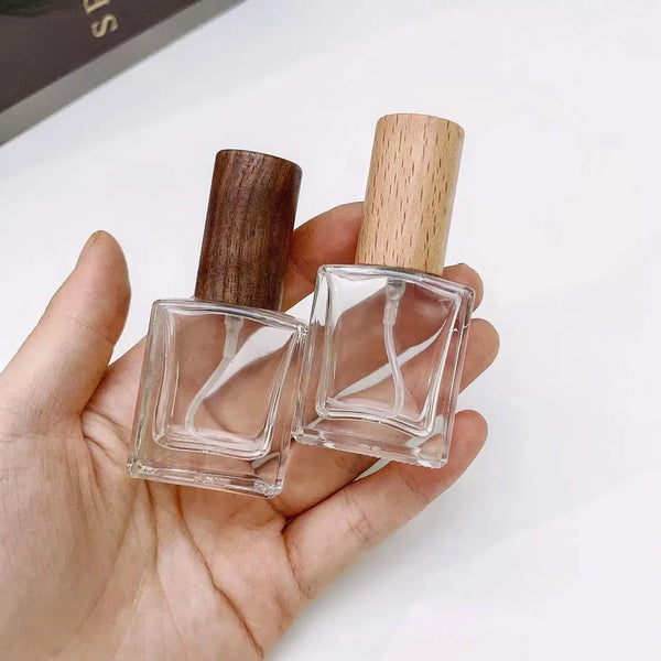 10ml Thick Glass Perfume Spray Bottle with Wood Cap