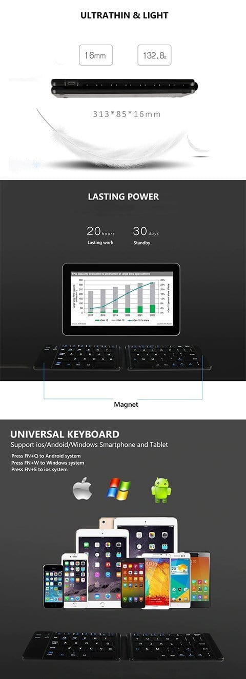 Wireless Bluetooth Foldable Keyboard.