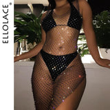 Bikini Cover Up Crystal Diamond Sexy Bodycon Dress For Women.