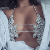 Rhinestone Flower Style Camis Women Sexy Metal Chain Hollow Out.