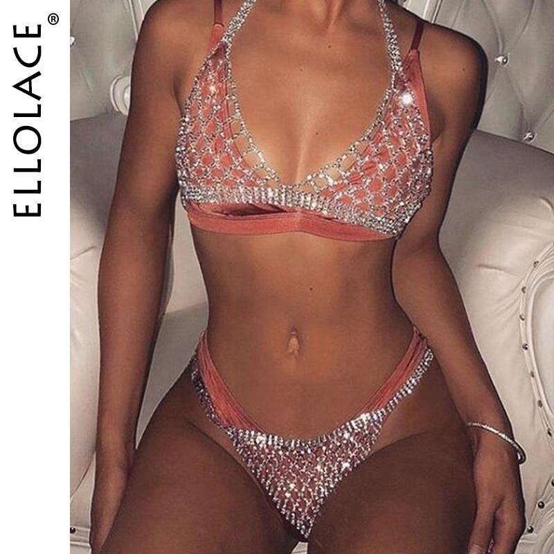 Sexy Rhinestone Crystal Bralette Lingerie Set, Women's Underwear Jewelry.