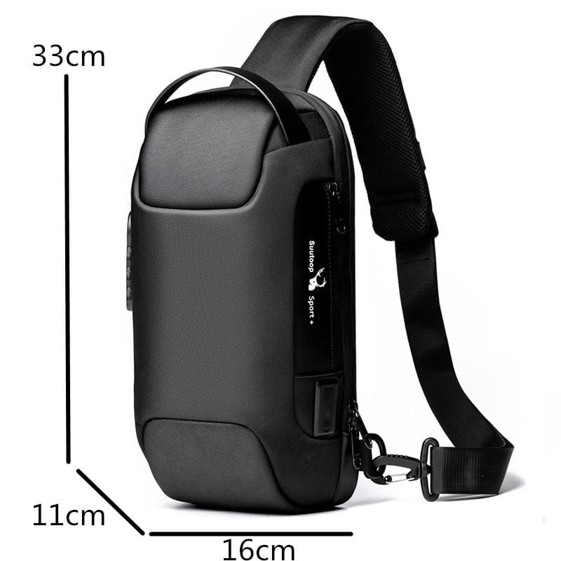 Men's Waterproof USB Oxford Crossbody Bag.