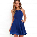 Women Summer Polyester Regular Solid Sleeveless Dress