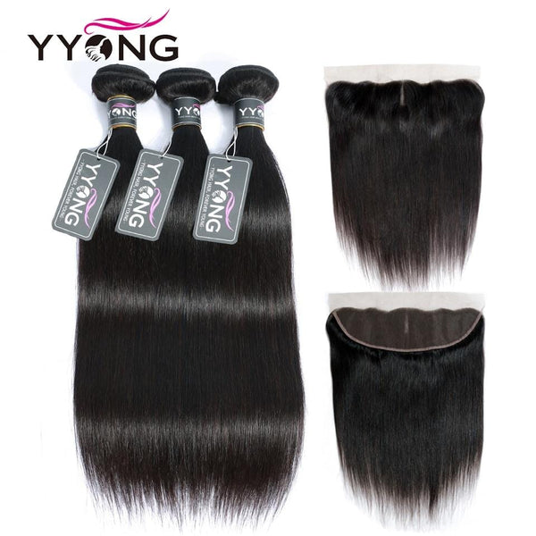 YYong 13x4 Lace Frontal Peruvian Human Hair with Closure.