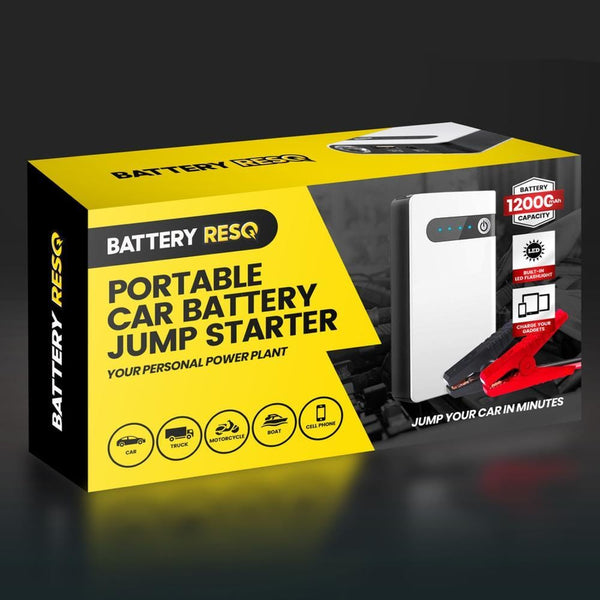 Battery ResQ - Portable Car Battery Jump Starter (12V 12000mah 400A), USB Power Bank, LED Flashlight.