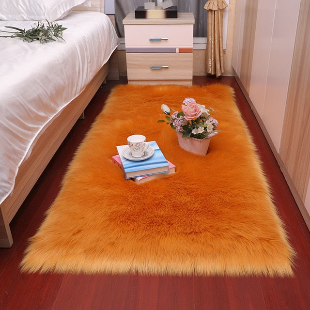 Plush soft European bedroom carpet imitation wool pad.