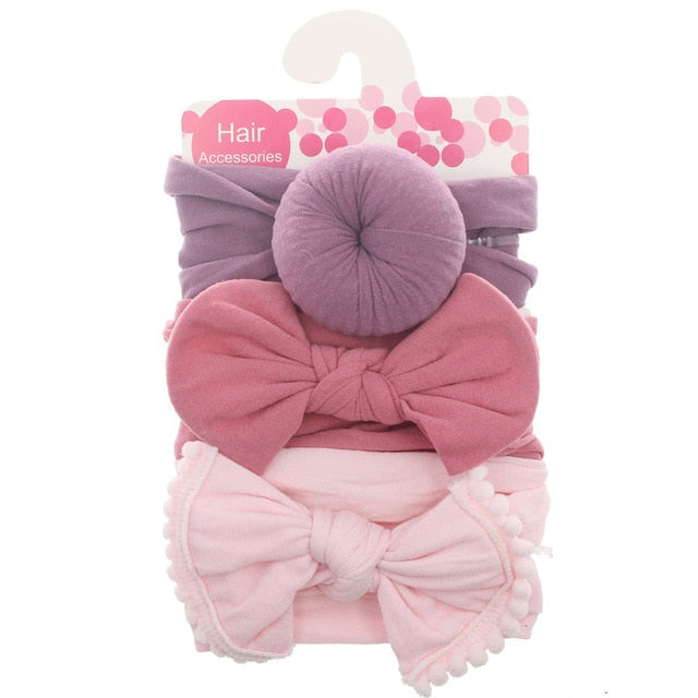 New 3pcs/lot Fashion Baby Nylon Bow Headband.