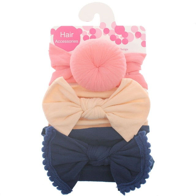 New 3pcs/lot Fashion Baby Nylon Bow Headband.