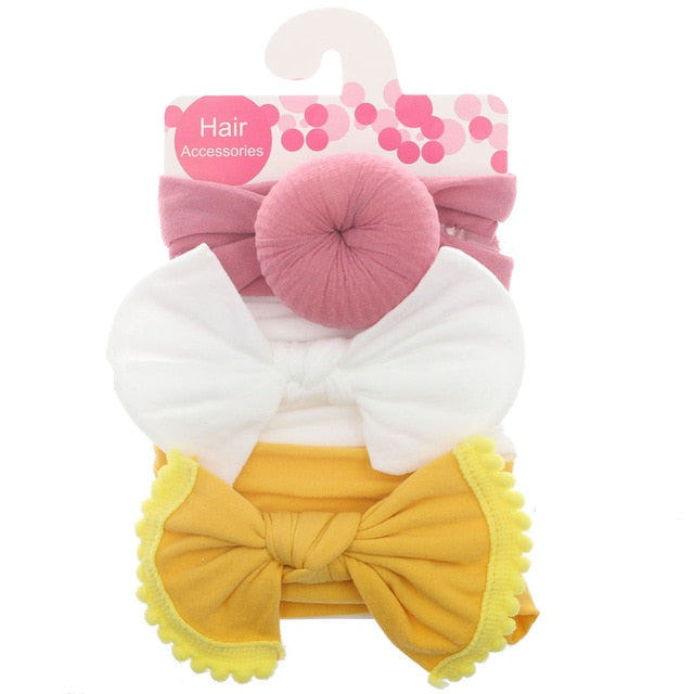 New 3pcs/lot Fashion Baby Nylon Bow Headband.