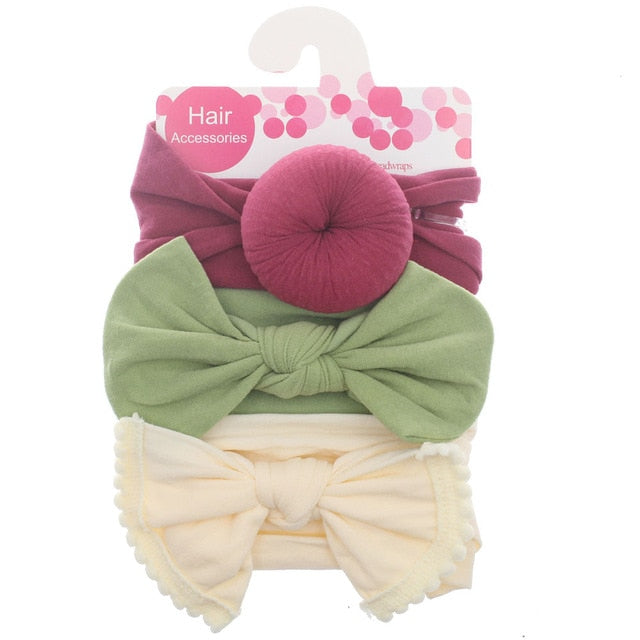 New 3pcs/lot Fashion Baby Nylon Bow Headband.