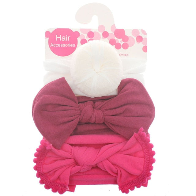 New 3pcs/lot Fashion Baby Nylon Bow Headband.