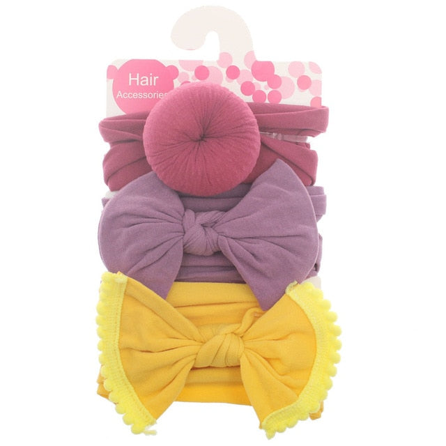 New 3pcs/lot Fashion Baby Nylon Bow Headband.