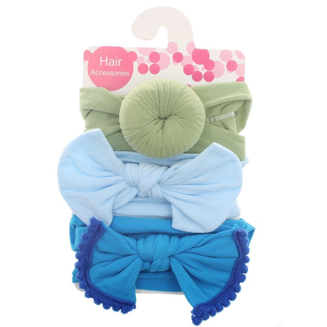 New 3pcs/lot Fashion Baby Nylon Bow Headband.