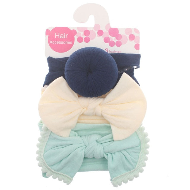 New 3pcs/lot Fashion Baby Nylon Bow Headband.