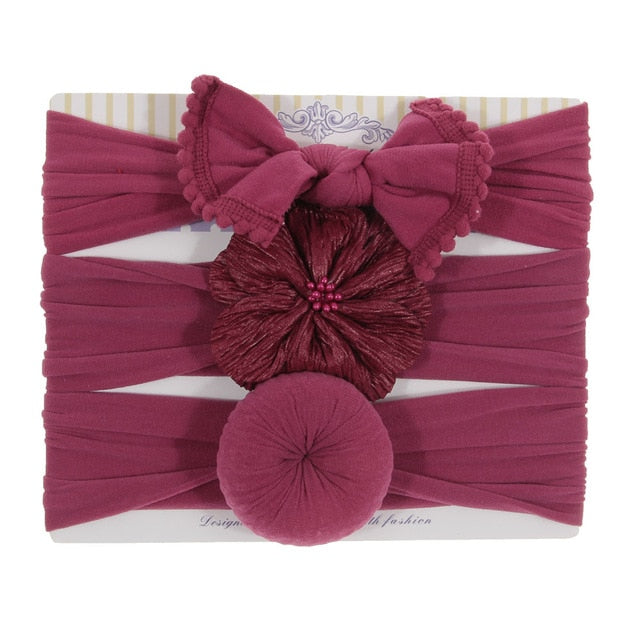 New 3pcs/lot Fashion Baby Nylon Bow Headband.