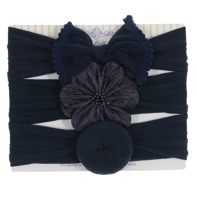 New 3pcs/lot Fashion Baby Nylon Bow Headband.