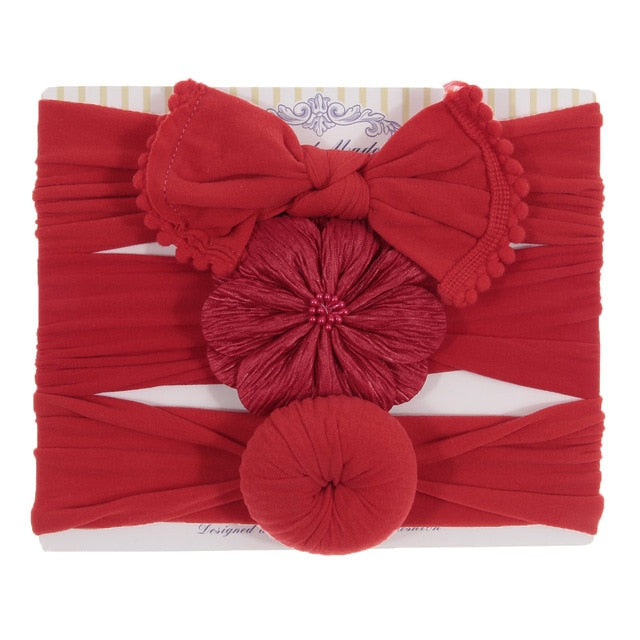 New 3pcs/lot Fashion Baby Nylon Bow Headband.