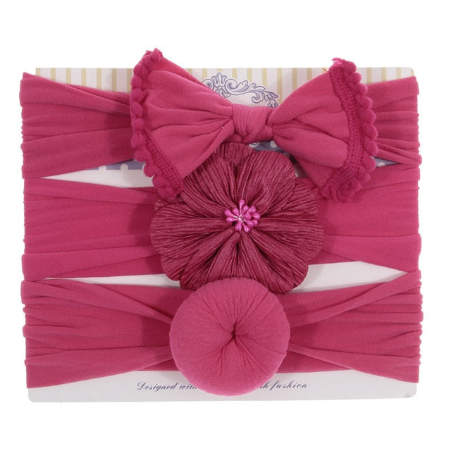 New 3pcs/lot Fashion Baby Nylon Bow Headband.