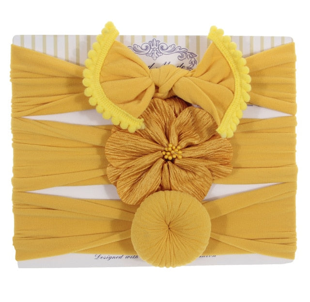 New 3pcs/lot Fashion Baby Nylon Bow Headband.