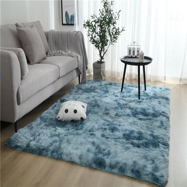 Grey Carpet Tie Dyeing Plush Soft Carpets.