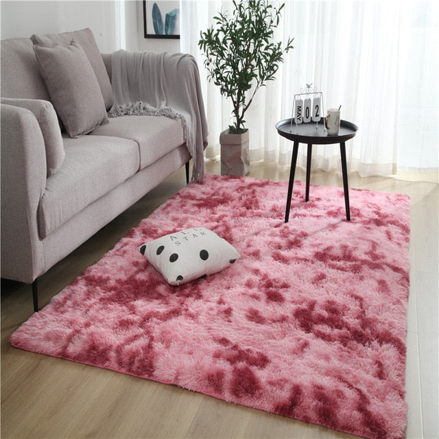 Grey Carpet Tie Dyeing Plush Soft Carpets.