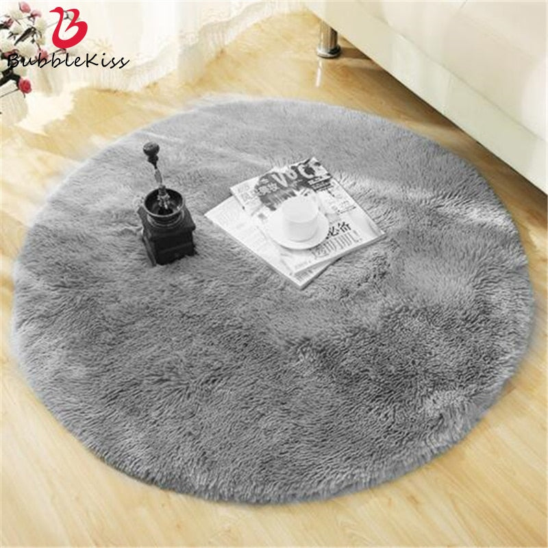 Fluffy Round Rug Carpets for Living Room Decor.