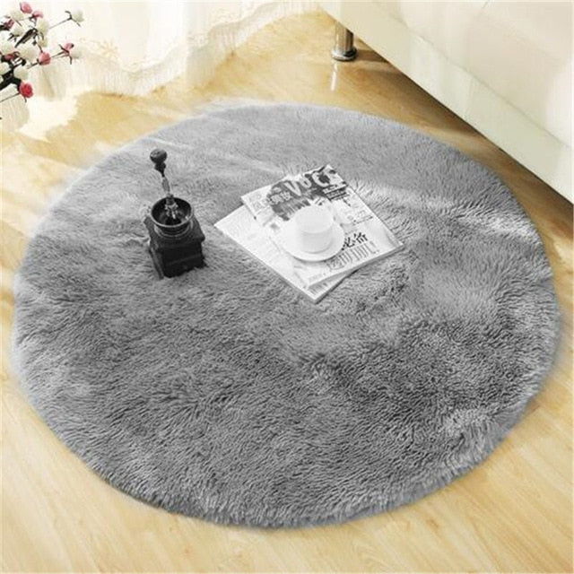 Fluffy Round Rug Carpets for Living Room Decor.