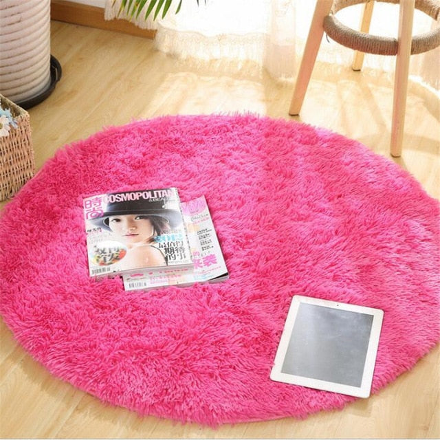 Fluffy Round Rug Carpets for Living Room Decor.