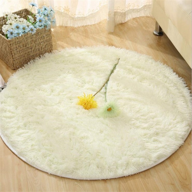 Fluffy Round Rug Carpets for Living Room Decor.